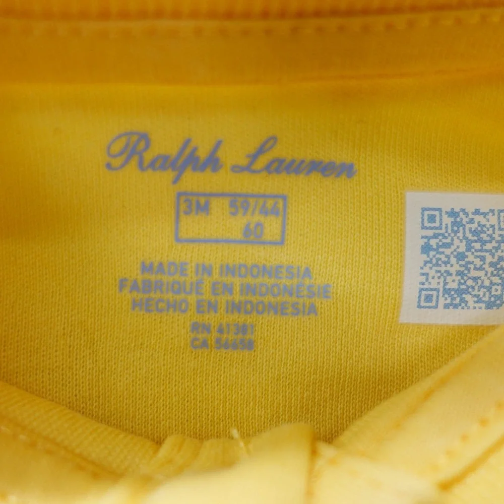Ralph Lauren Baby Girls Polo Dress 3M Yellow‎ Pony Ruffle Hem Easter Summer Prep